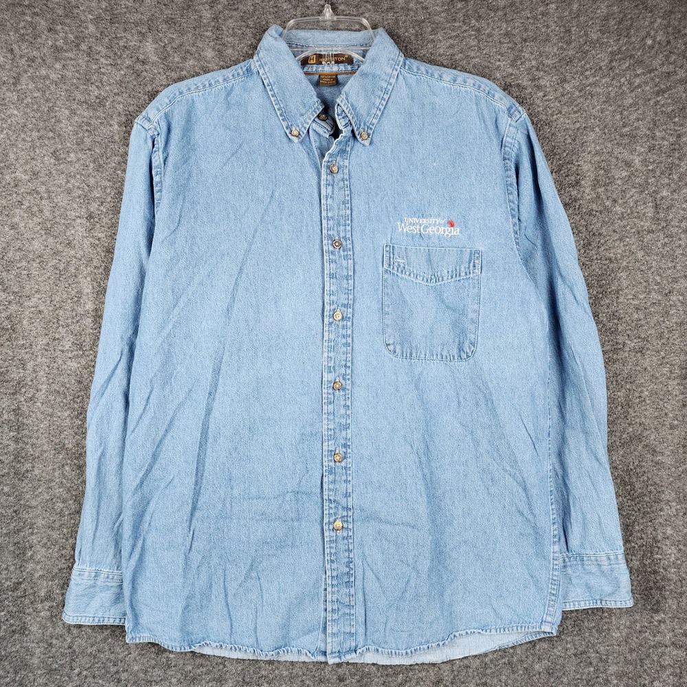 Harriton Denim‎ Shirt Mens Medium Blue University of West Georgia Button Down